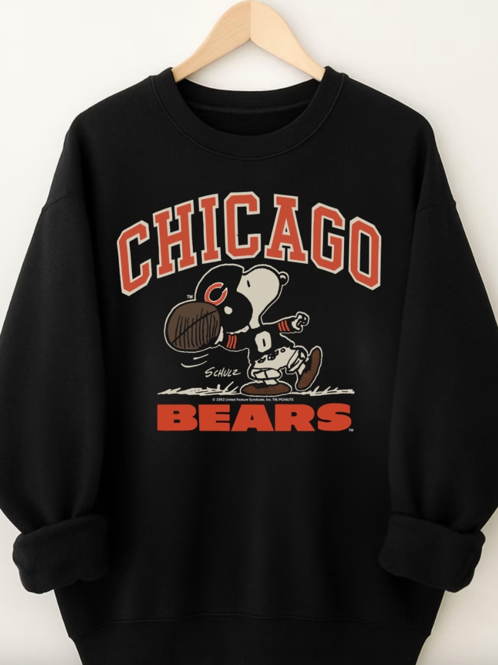 Gildan Black Chicago Bears Crewneck Sweatshirt with Orange Graphic